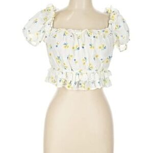 Floral Ruffle Trim Women's Top